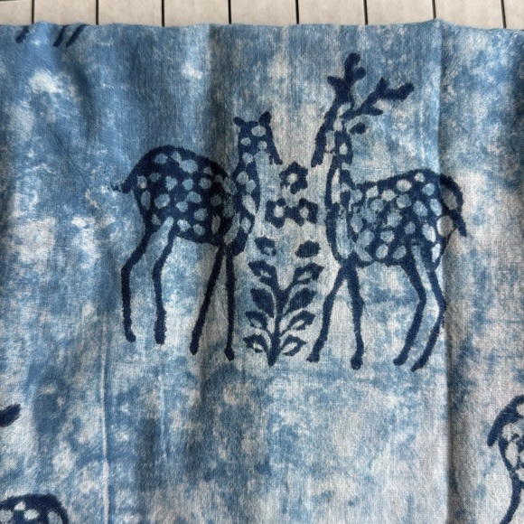 Other - Vintage Indian Block Print Cotton Fabric – Blue Deer Motif – 3 Yards